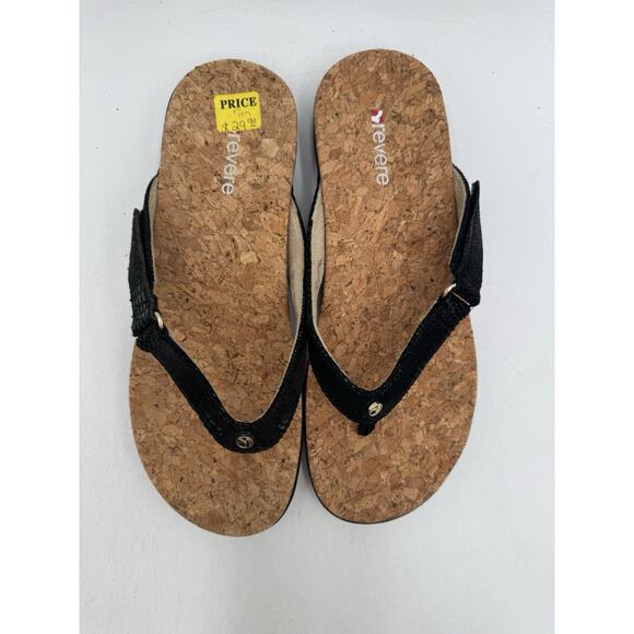 Revere NAPOLI Women's NEW Sandal Black Lizard US Size 7 Medium - Picture 6 of 11